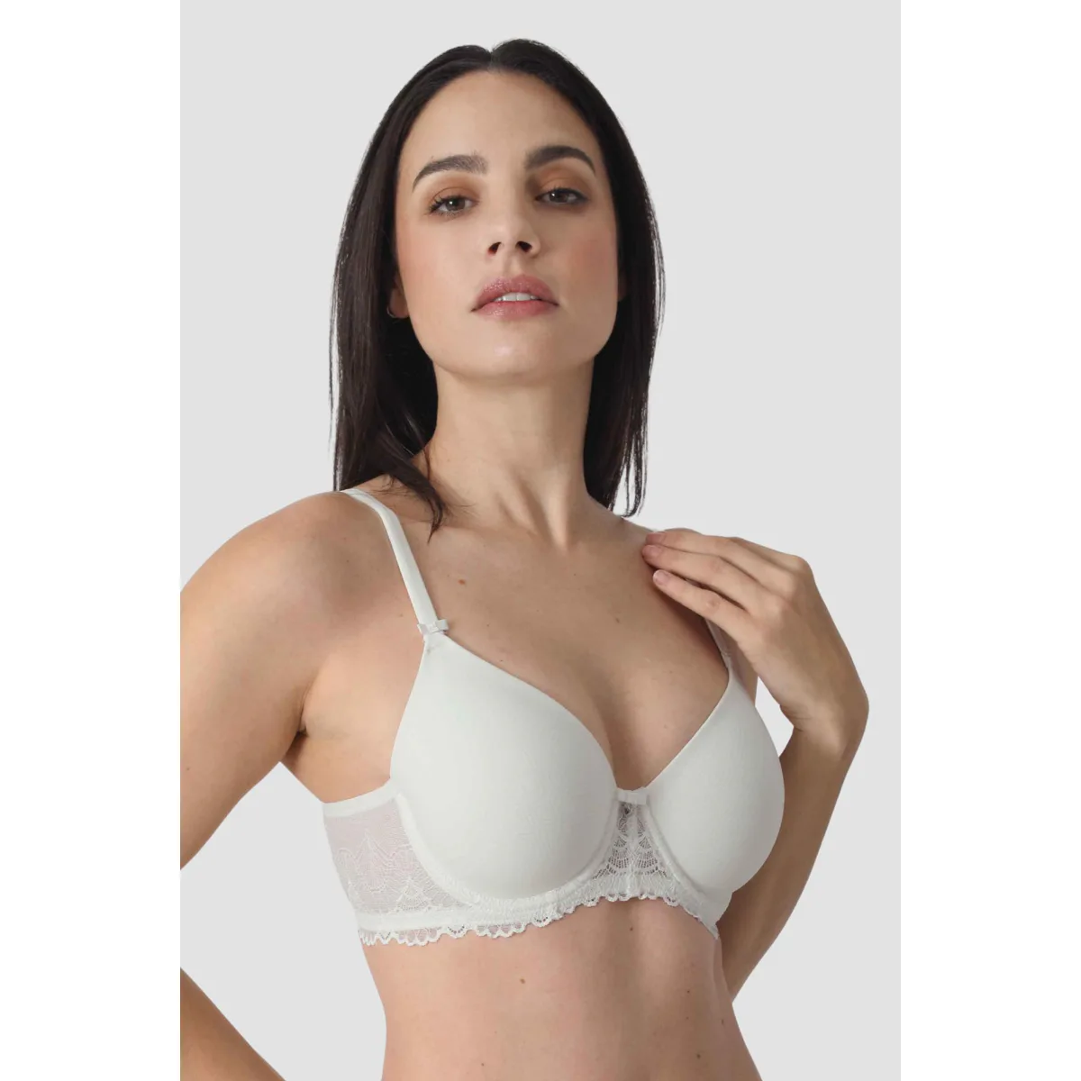 Sassa vyztužená podprsenka s kosticí Rhombus Jacquard ve smetanové barvě - ivory barva ivory košíček D obvod 85