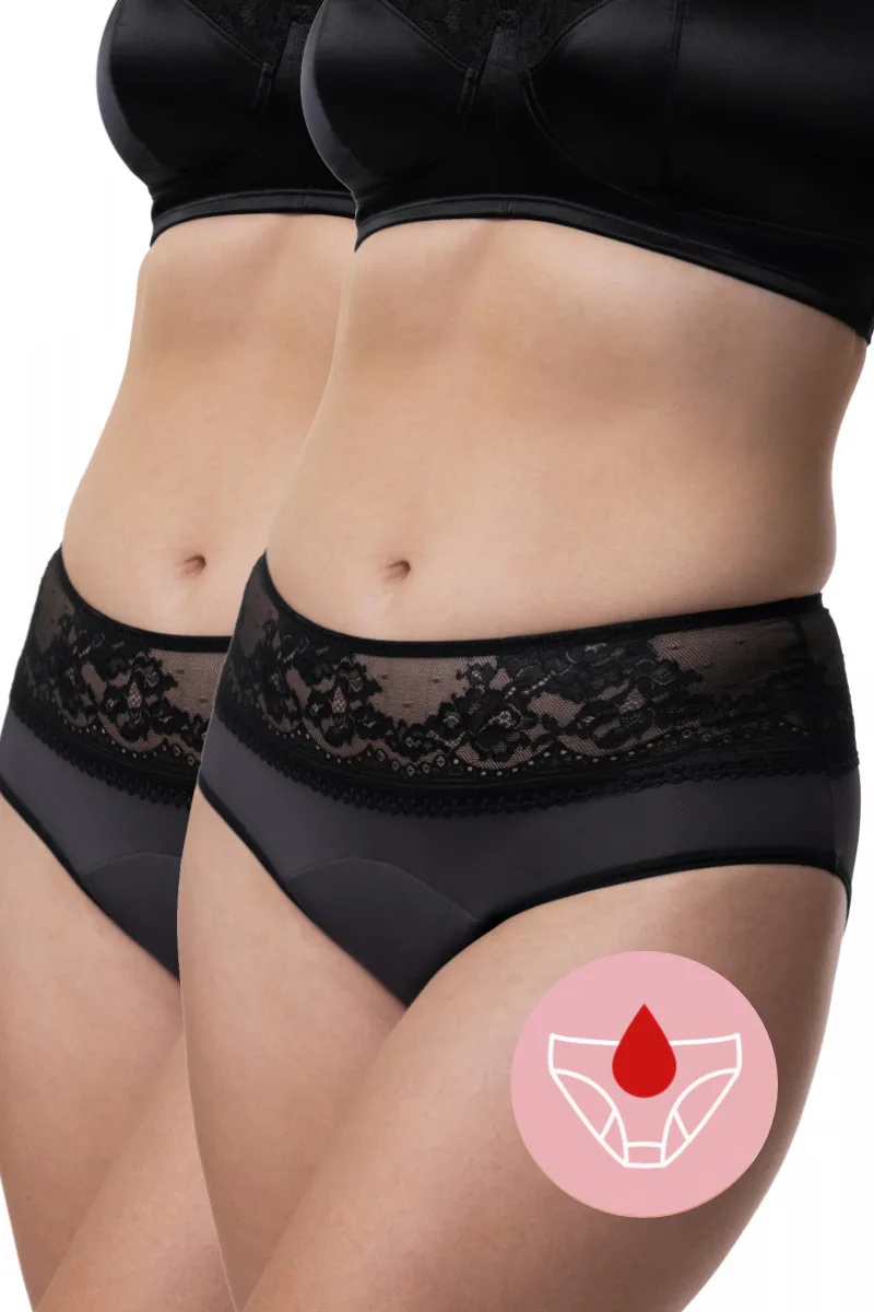 Dorina sada menstruačních kalhotek na noc černé - černá barva Černá velikost XXL